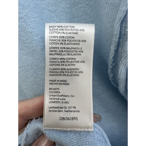 We The Free Maxwell Blue hippie Thermal Tee Long Bell Statement Sleeves Sz Large - Picture 13 of 14